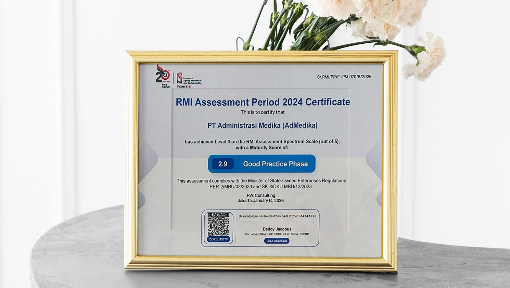 Terus Tingkatkan Kepercayaan Stakeholder, AdMedika Capai Level 3 Risk Maturity Index