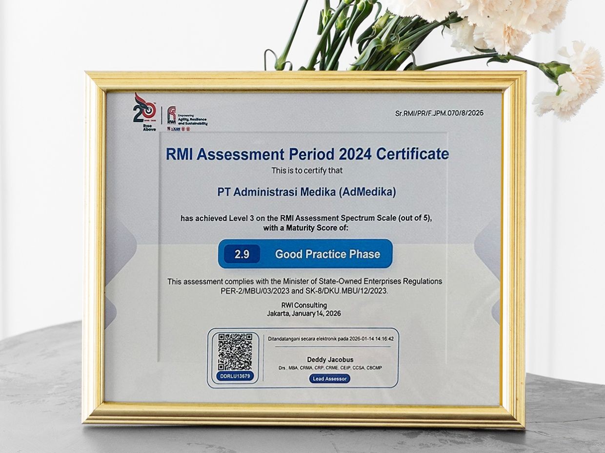 Terus Tingkatkan Kepercayaan Stakeholder, AdMedika Capai Level 3 Risk Maturity Index